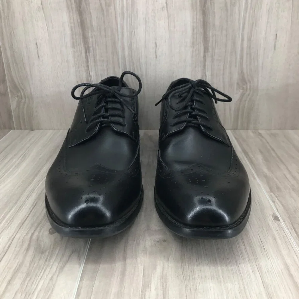 Stacy Adams Shoes Mens 11.5M Black Leather Wingtip Lace Up Derby Oxfords
